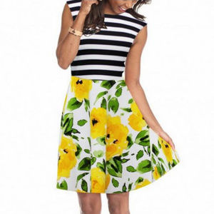 Sandra Darren Striped Floral Dress ~ 14P